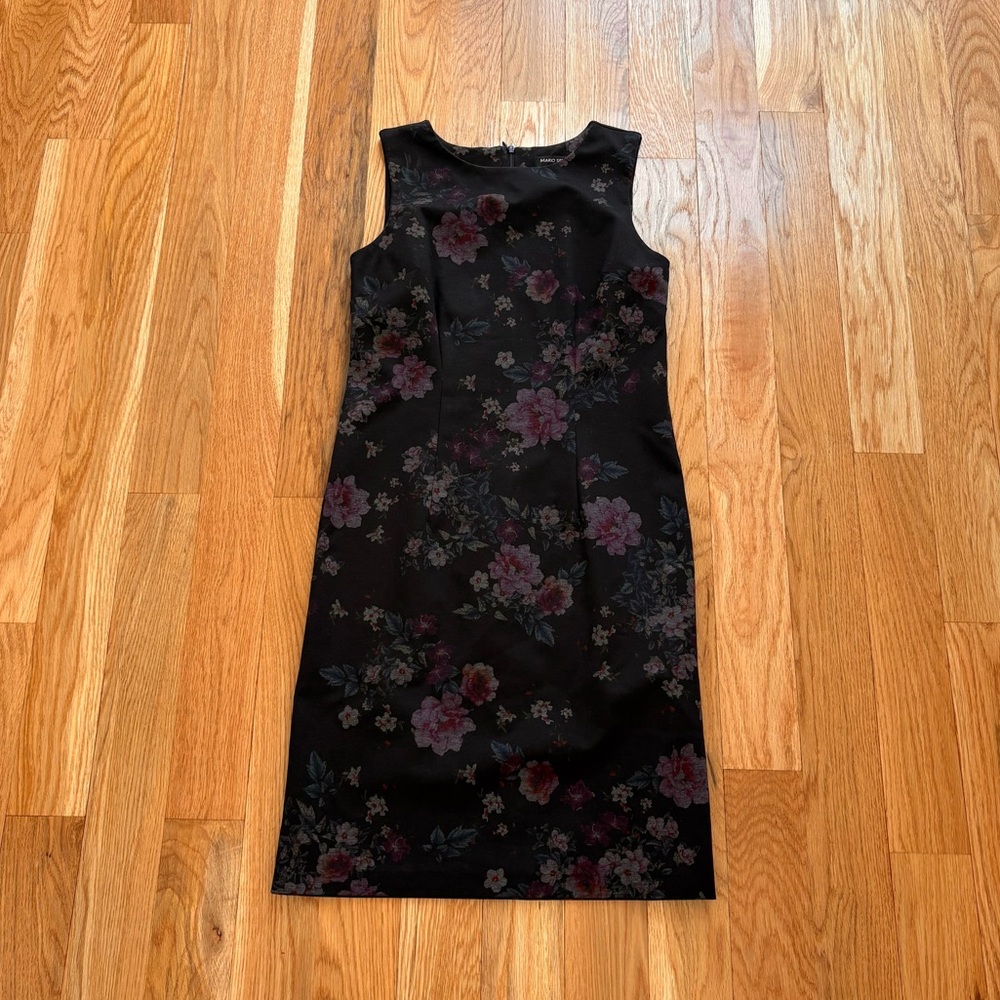 MARIO SERRANI Women's Sheath Dress Black Floral Print Sleeveless Size XS